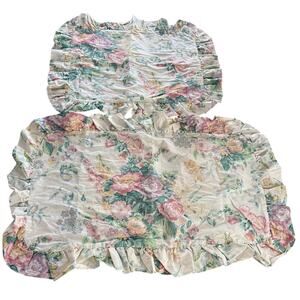 Vintage Laura Ashley Floral Cottagecore Ruffled Queen Size Shams